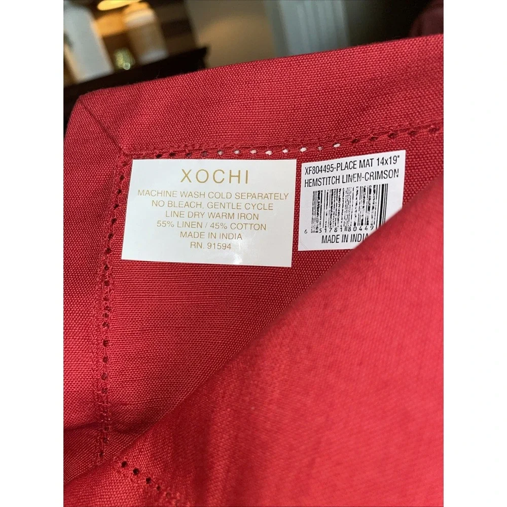 (12) NEW RED PLACEMATS LINEN BLEND XOCHI Christmas Holiday